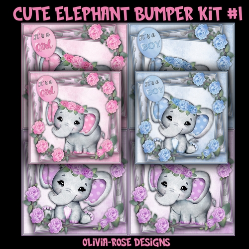 Cute Elephant Bumper Card #1   ONLY THE IMAGE**