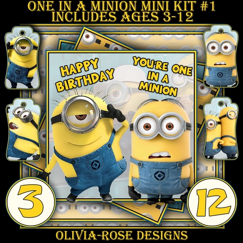 One In A Minion Mini Kit #1  Ages 3-12 included   CARD FRONT *