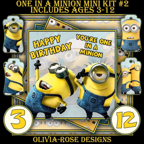 One In A Minion Mini Kit #2  Ages 3-12 included   CARD FRONT *