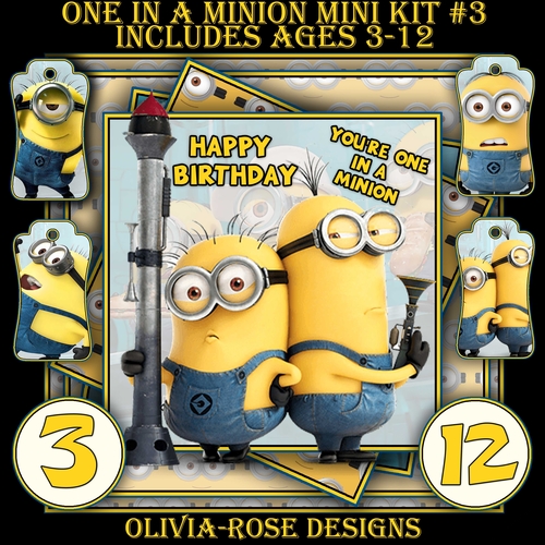 One In A Minion Mini Kit #3  Ages 3-12 included   CARD FRONT *