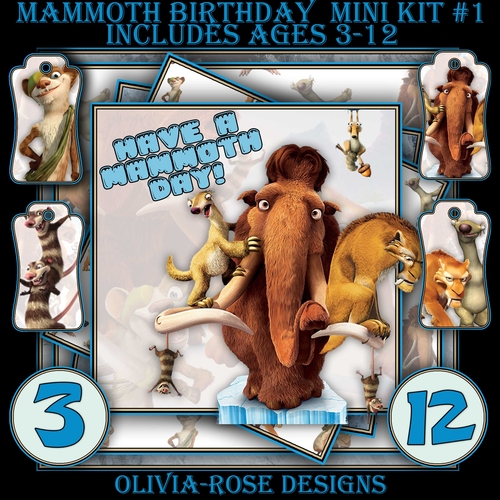 Mammoth Birthday Mini Kit #1   CARD FRONT *