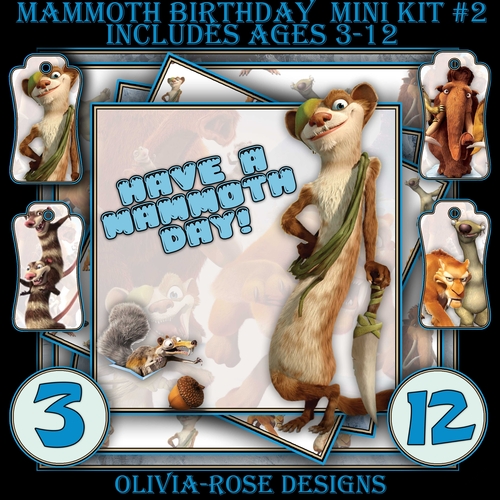 Mammoth Birthday Mini Kit #2   CARD FRONT *