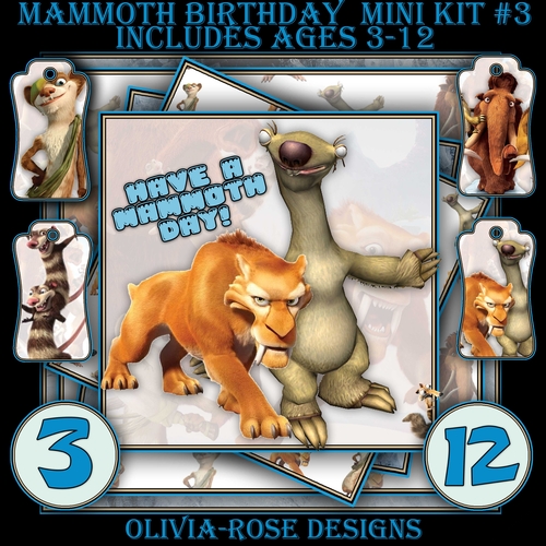 Mammoth Birthday Mini Kit #3   CARD FRONT *