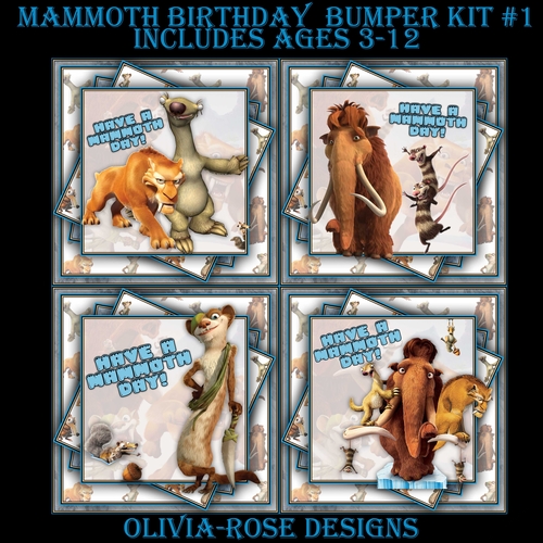 Mammoth Birthday Bumper Kit #1   CARD FRONT *