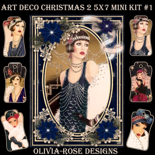 Art Deco Christmas 2  5X7  Mini Kit #1