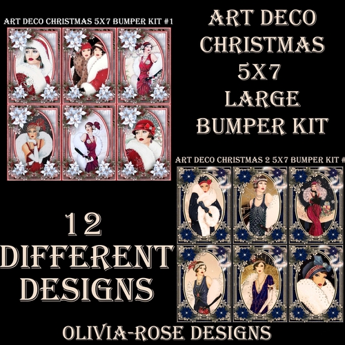 Art Deco Christmas 1 & 2 5X7 Large  Bumper Kit #1 1  