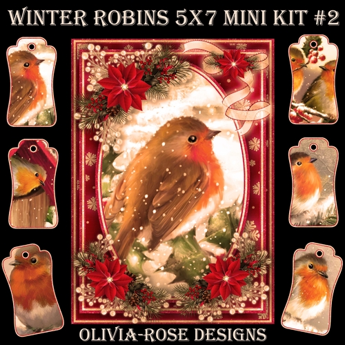 Winter Robins 5X7  Mini Kit #2