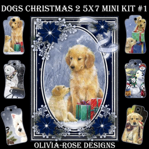 Dogs Christmas 2 5X7  Mini Kit #1