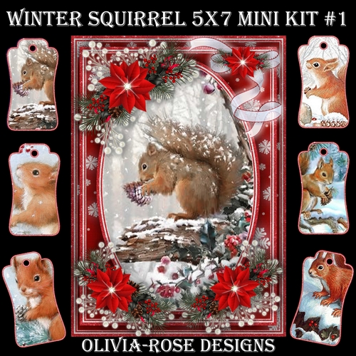 Winter Squirrel 5X7 Mini Kit #1 
