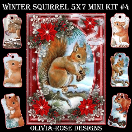 Winter Squirrel 5X7 Mini Kit #4 