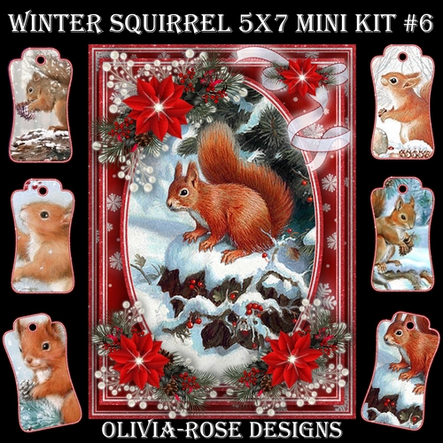 Winter Squirrel 5X7 Mini Kit #6 