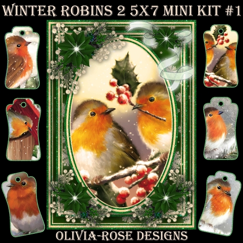 Winter Robins 2 5X7 Mini Kit #1 