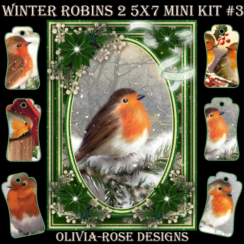 Winter Robins 2 5X7 Mini Kit #3 