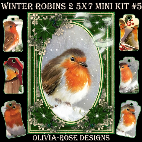 Winter Robins 2 5X7 Mini Kit #5 