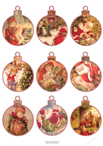 Christmas Vintage Bauble Tags #1