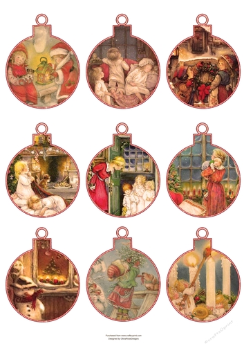 Christmas Vintage Bauble Tags #2