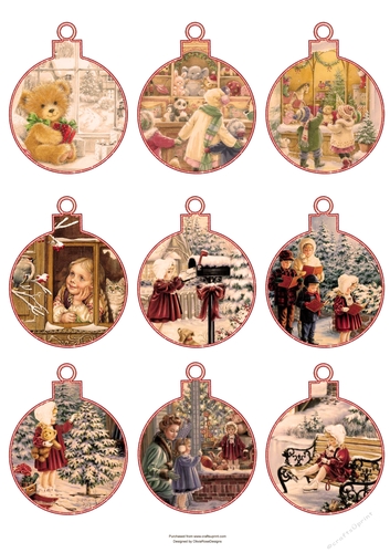 Christmas Vintage Bauble Tags #4