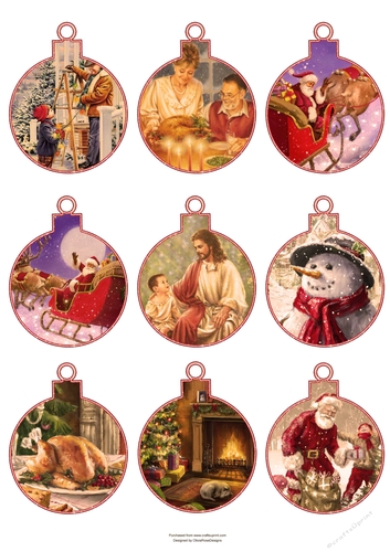 Christmas Vintage Bauble Tags #5