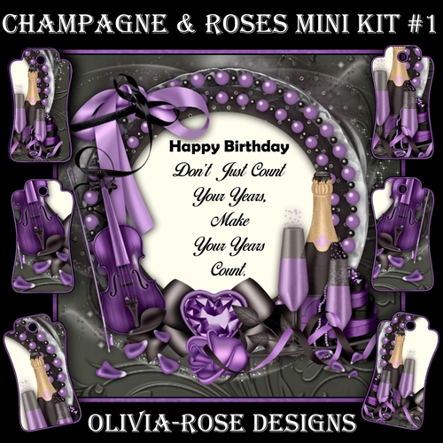 Champagne & Flowers Mini Kit #1   CARD FRONT *