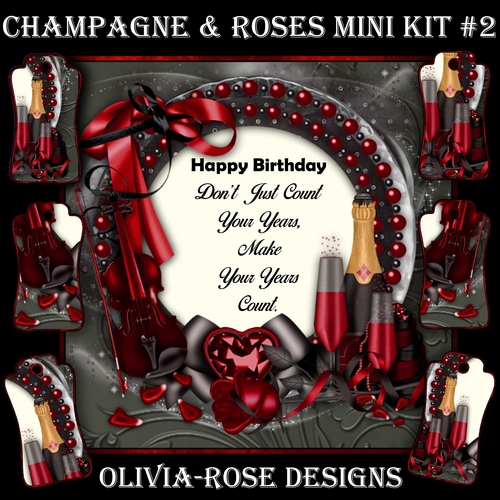 Champagne & Flowers Mini Kit #2   CARD FRONT *