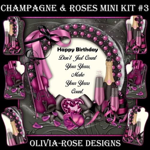 Champagne & Flowers Mini Kit #3   CARD FRONT *