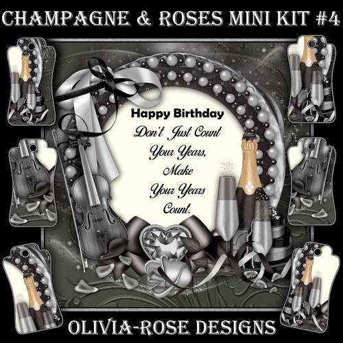 Champagne & Flowers Mini Kit #4   CARD FRONT *