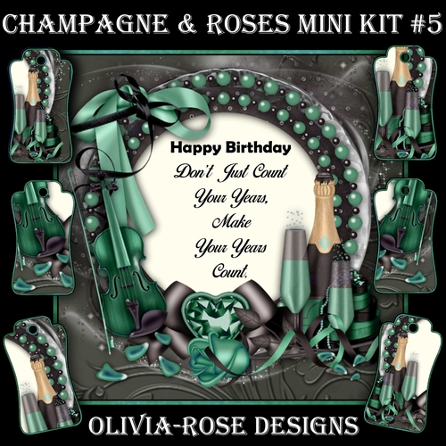 Champagne & Flowers Mini Kit #5   CARD FRONT *