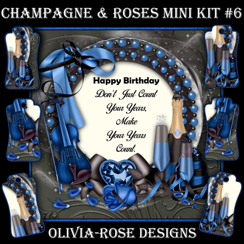 Champagne & Flowers Mini Kit #6   CARD FRONT *