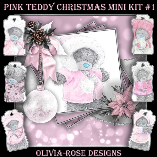 Pink Teddy Christmas Mini Kit #1    
