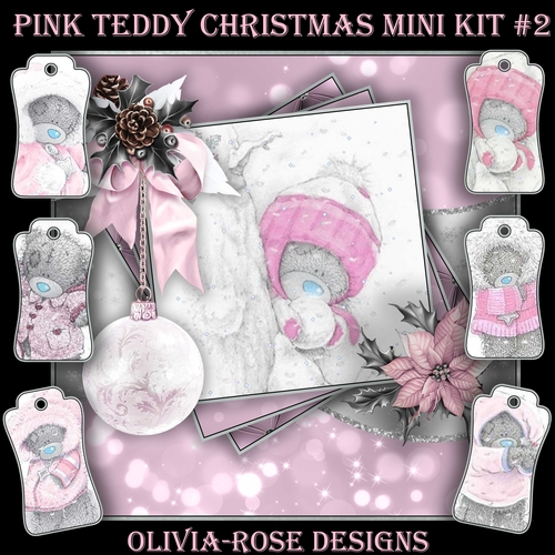 Pink Teddy Christmas Mini Kit #2    