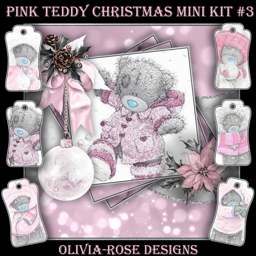 Pink Teddy Christmas Mini Kit #3    
