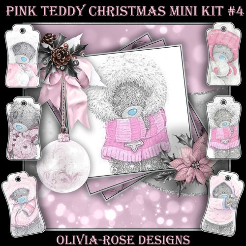 Pink Teddy Christmas Mini Kit #4    