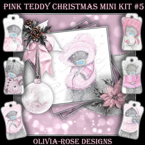 Pink Teddy Christmas Mini Kit #5    
