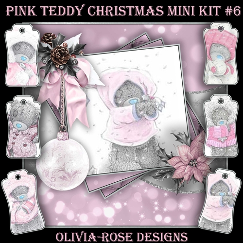 Pink Teddy Christmas Mini Kit #6    