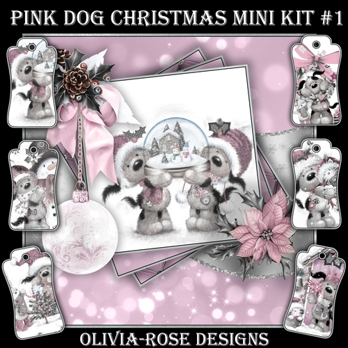 Pink Dog Christmas Mini Kit #1    