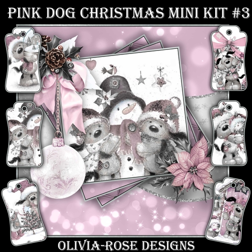 Pink Dog Christmas Mini Kit #3    