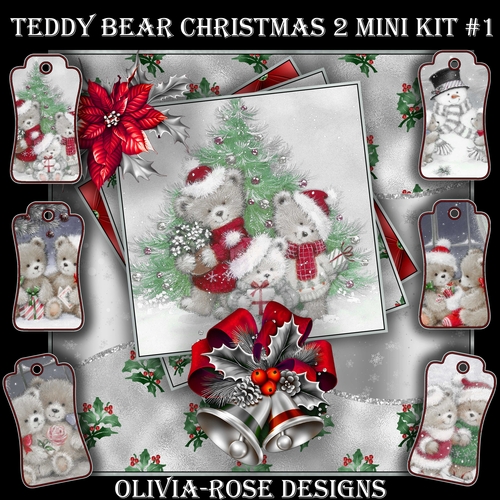 Teddy Bear Christmas 2 Mini Kit #1   