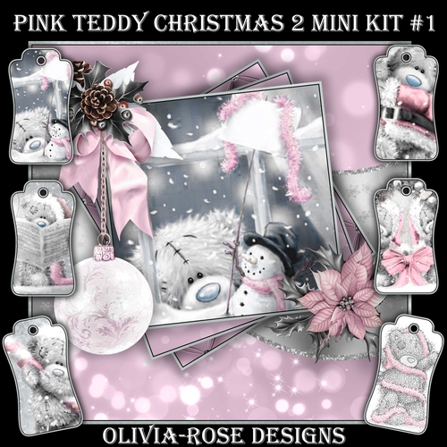 Pink Teddy Christmas 2 Mini Kit #1    