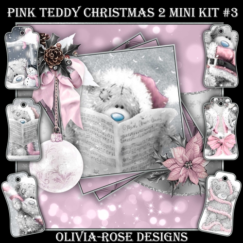Pink Teddy Christmas 2 Mini Kit #3    