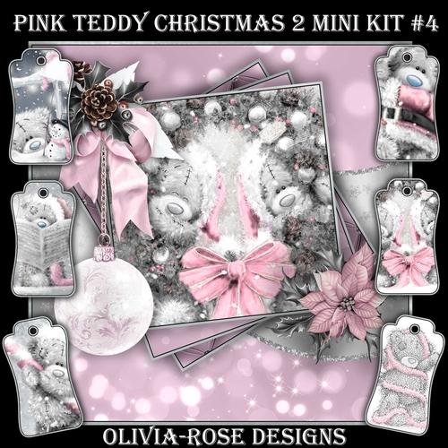 Pink Teddy Christmas 2 Mini Kit #4    