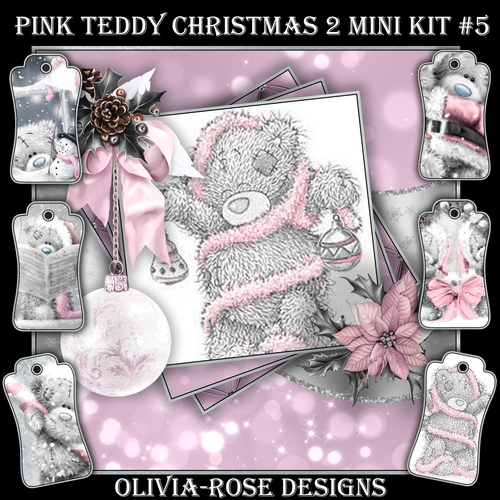 Pink Teddy Christmas 2 Mini Kit #5    