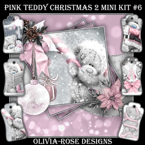 Pink Teddy Christmas 2 Mini Kit #6    