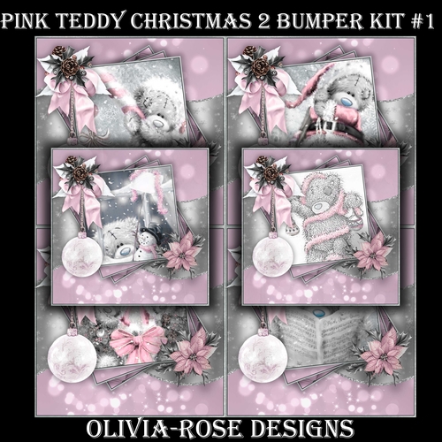 Pink Teddy Christmas 2 Bumper Kit #1    