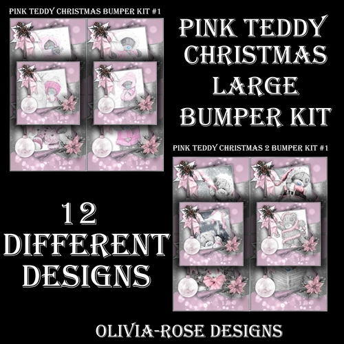 Pink Teddy Christmas 1&2 Large Bumper Kit #1    