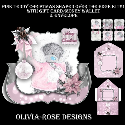 Pink Teddy Christmas Shaped Over The Edge Kit #1   