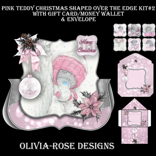 Pink Teddy Christmas Shaped Over The Edge Kit #2   