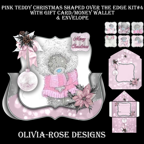 Pink Teddy Christmas Shaped Over The Edge Kit #4   