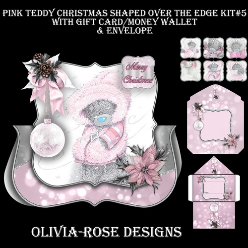 Pink Teddy Christmas Shaped Over The Edge Kit #5   