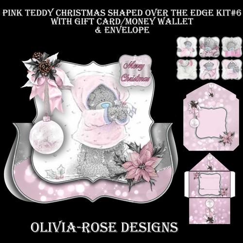 Pink Teddy Christmas Shaped Over The Edge Kit #6   