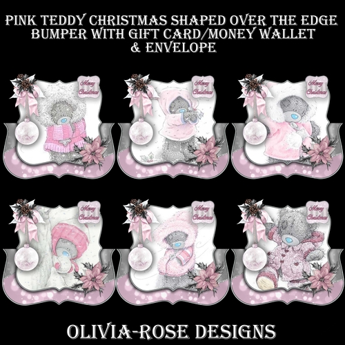 Pink Teddy Christmas Shaped Over The Edge Bumper #1   